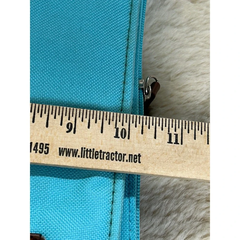 Turquoise Canvas Bible/Book bag Brown Trim Crossbody Briefcase‎ 12 Inch